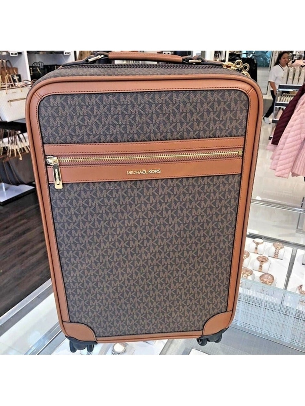 Michael Kors Brown Carry-On with Gold Hardware FULL 4 PIECE TRAVEL SET